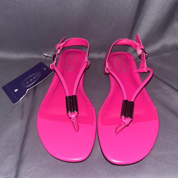 Scoop Shoes - Scoop Thong Slingback Sandals Pink Metal Detail Women Size 6